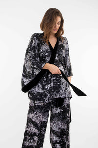 SOPHIE Kimono corto double seta e velluto